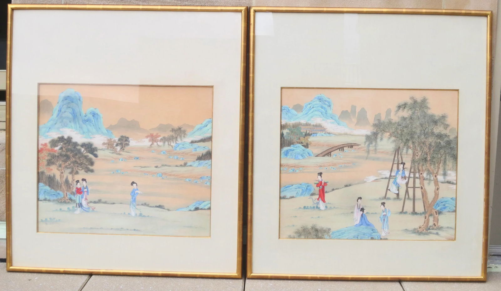 Chinese Maidens in a Landscape Watercolor - 10