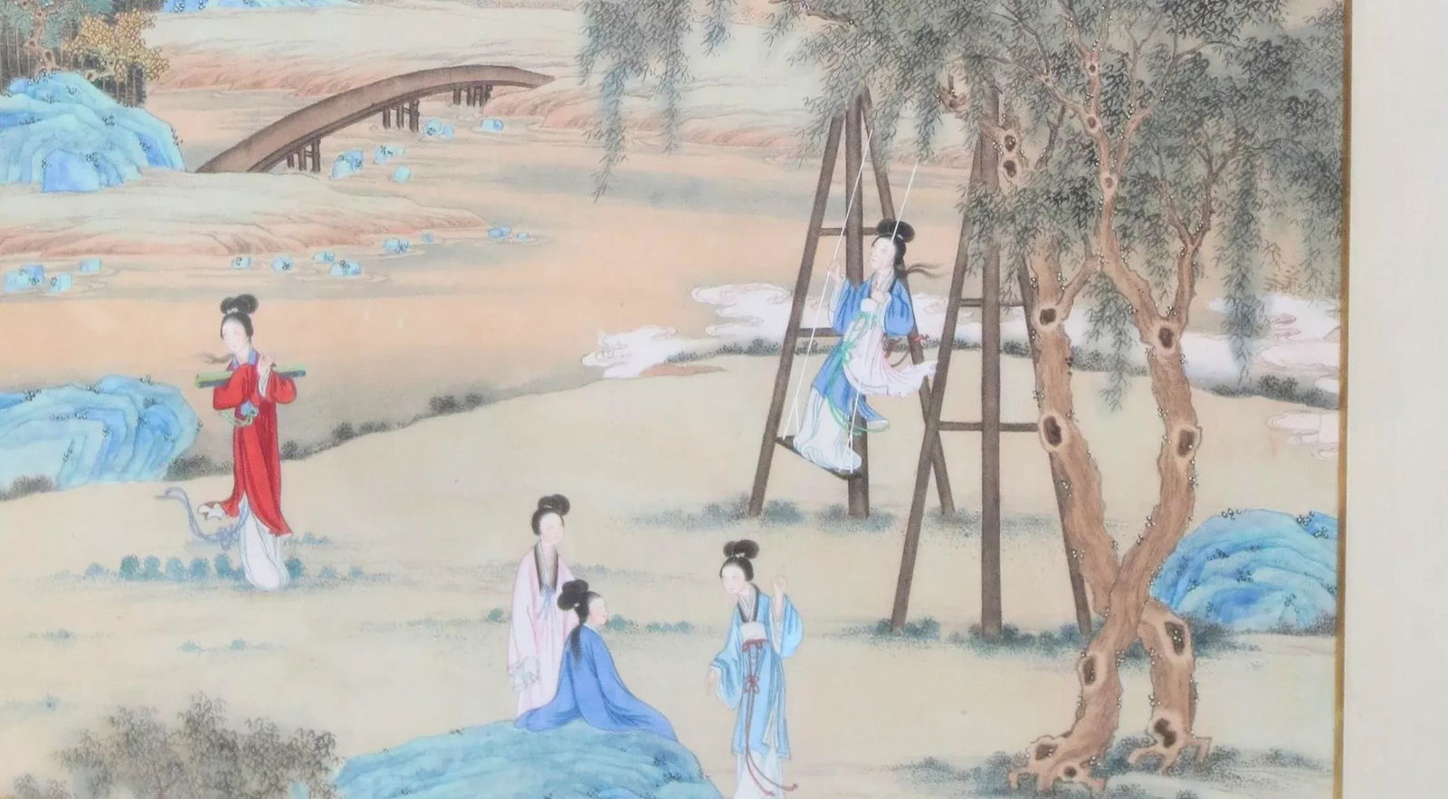 Chinese Maidens in a Landscape Watercolor - 3