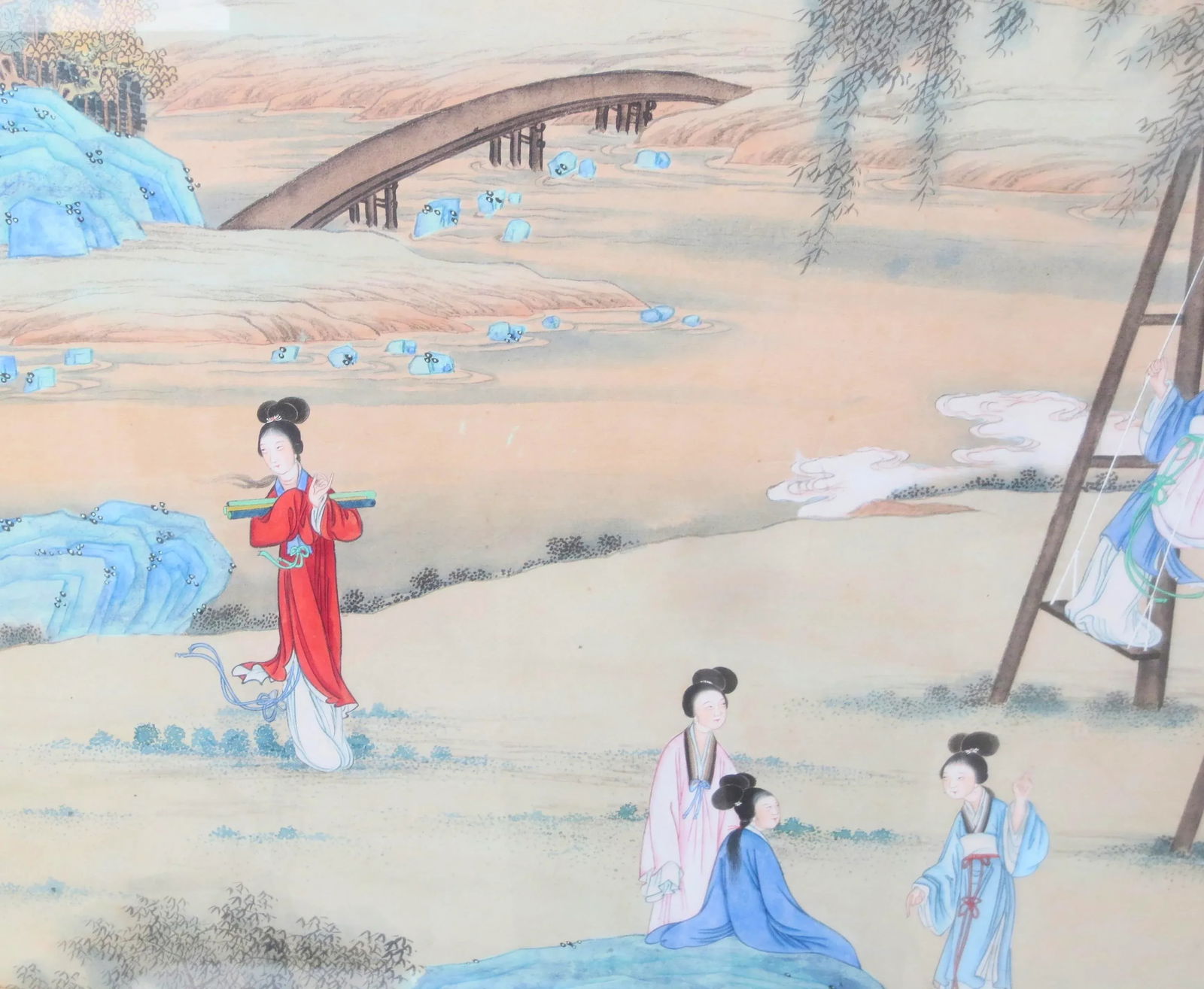 Chinese Maidens in a Landscape Watercolor - 5