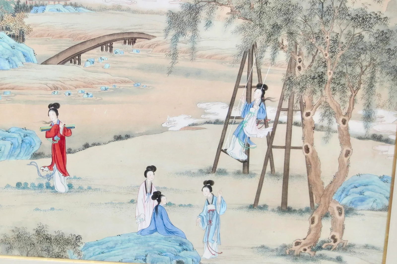 Chinese Maidens in a Landscape Watercolor - 7