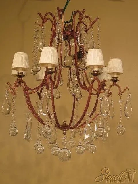 Decorative Iron Chandelier with Hanging Crystal Prisms - 12