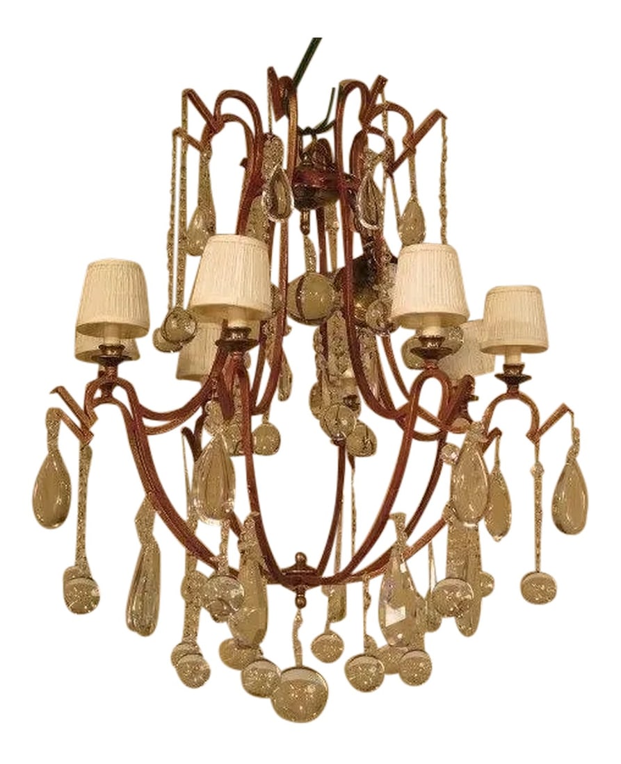Decorative Iron Chandelier with Hanging Crystal Prisms (1 of 12)