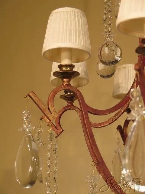 Decorative Iron Chandelier with Hanging Crystal Prisms - 2