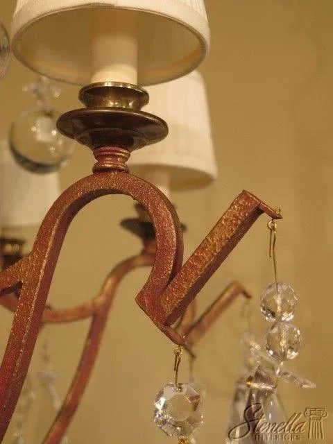 Decorative Iron Chandelier with Hanging Crystal Prisms - 3