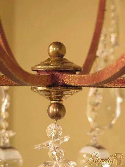 Decorative Iron Chandelier with Hanging Crystal Prisms - 5