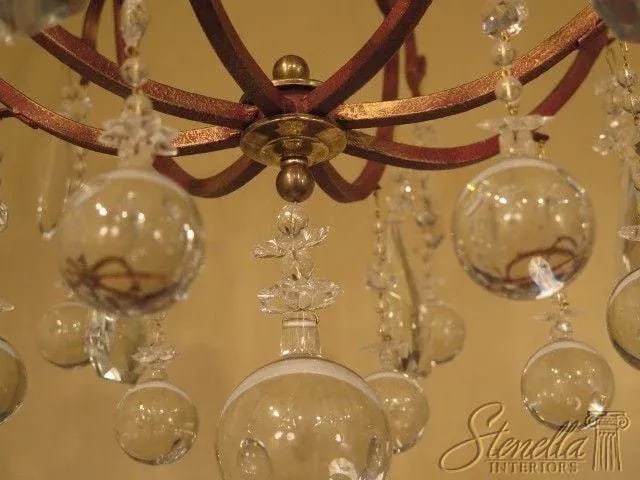 Decorative Iron Chandelier with Hanging Crystal Prisms - 6