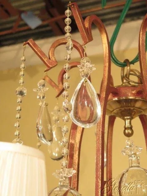 Decorative Iron Chandelier with Hanging Crystal Prisms - 7