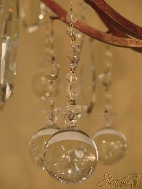 Decorative Iron Chandelier with Hanging Crystal Prisms - 8