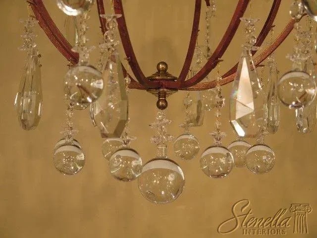 Decorative Iron Chandelier with Hanging Crystal Prisms - 9
