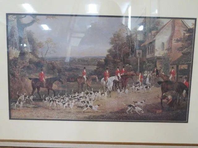 Large "Hunt Scene" Decorative Framed & Matted Print - 2