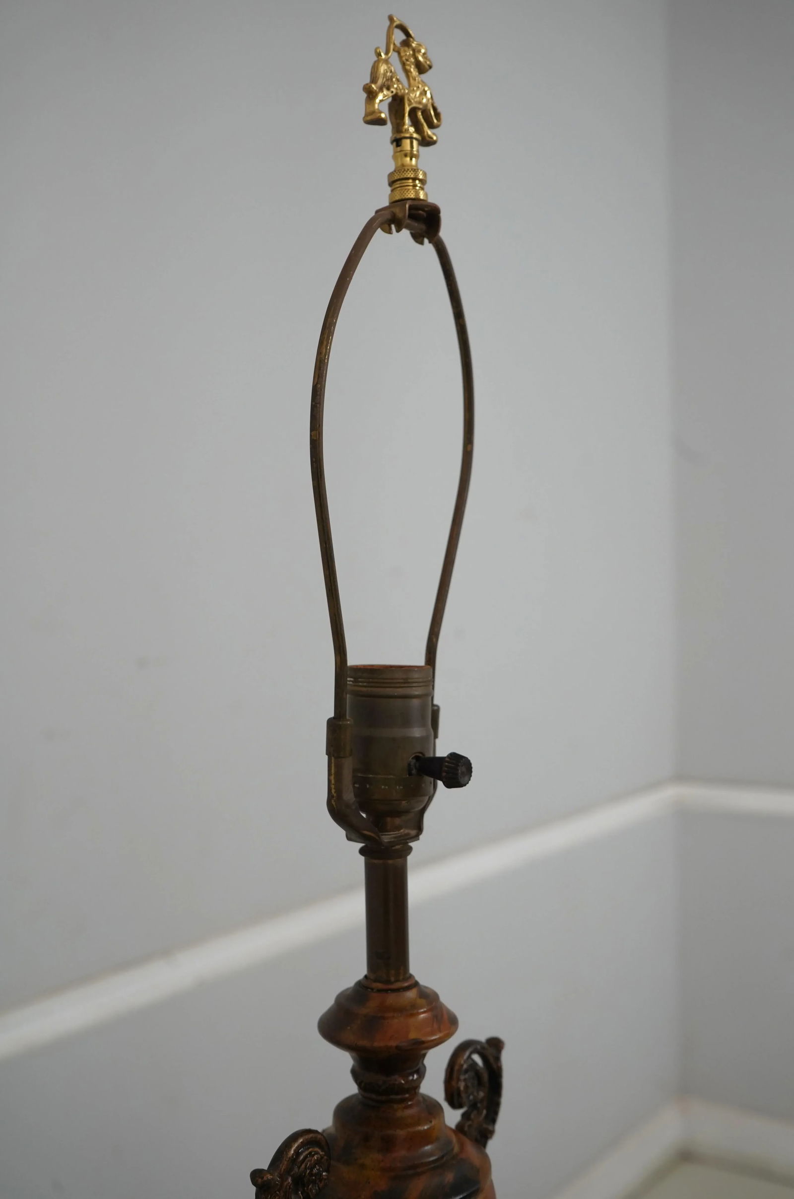 Faux Paint Decorated Urn Torch Lamps - a Pair - 12