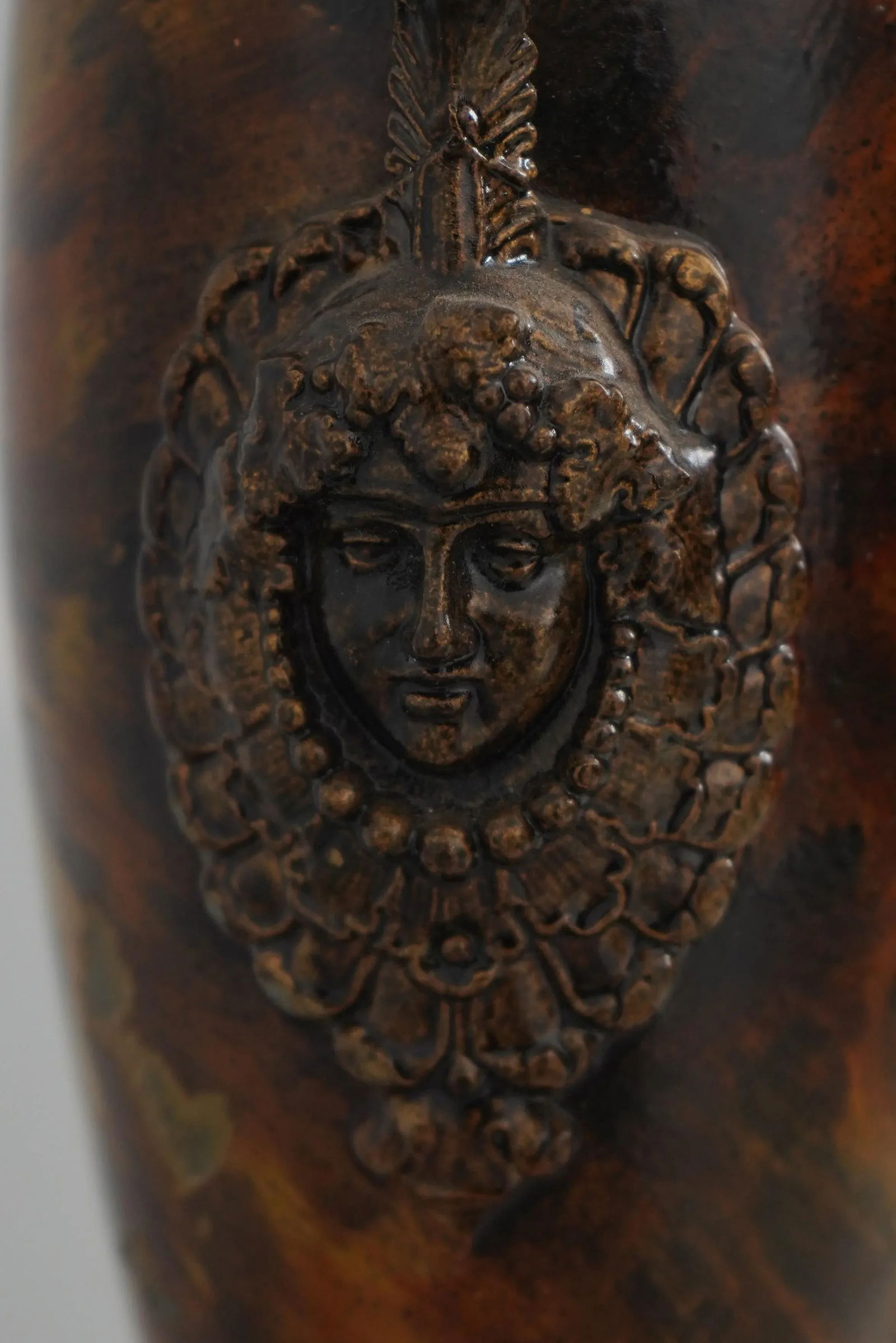 Faux Paint Decorated Urn Torch Lamps - a Pair - 3