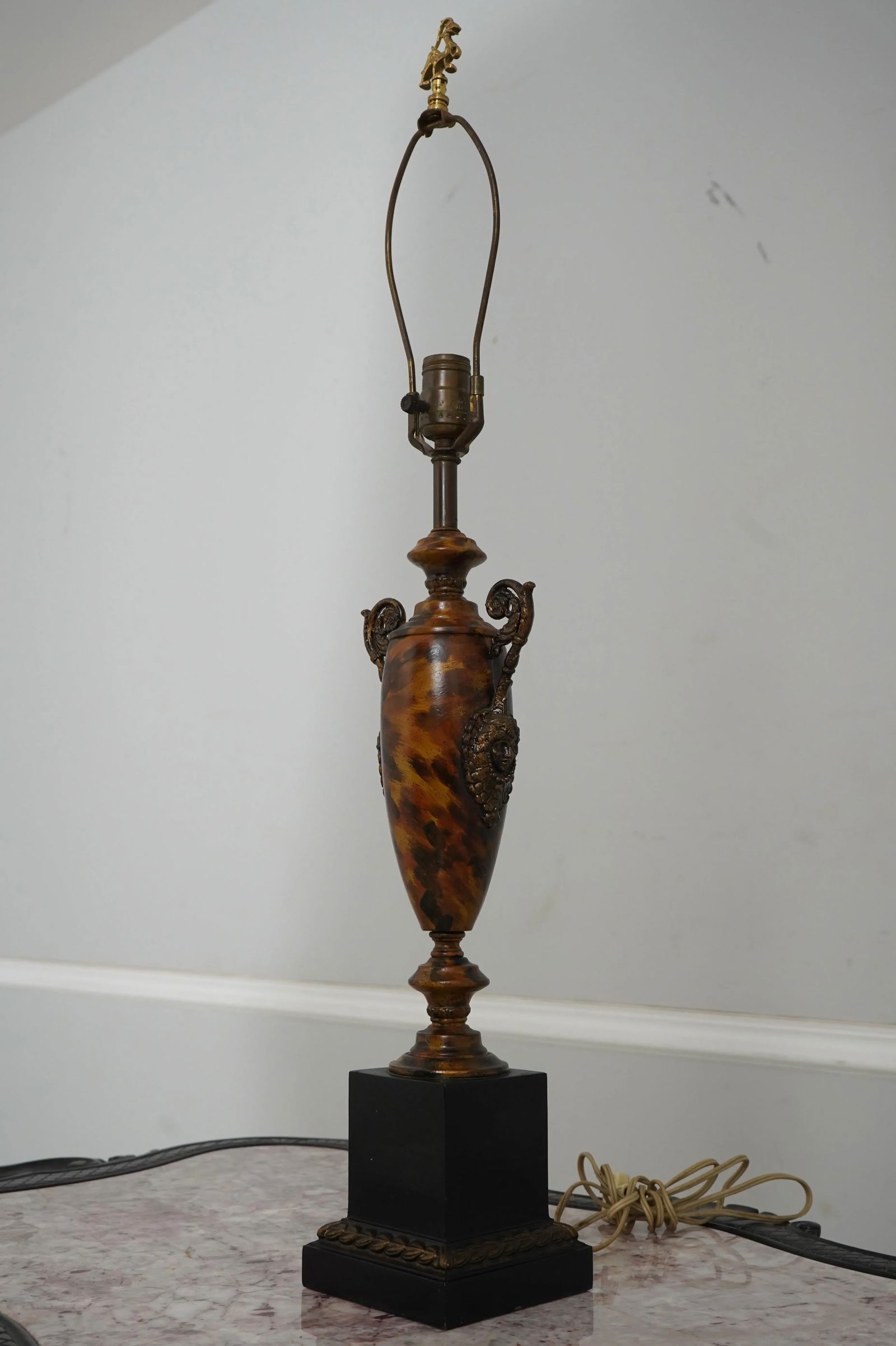 Faux Paint Decorated Urn Torch Lamps - a Pair - 5