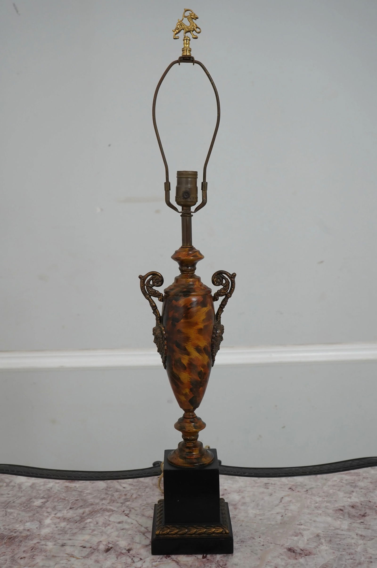 Faux Paint Decorated Urn Torch Lamps - a Pair - 6