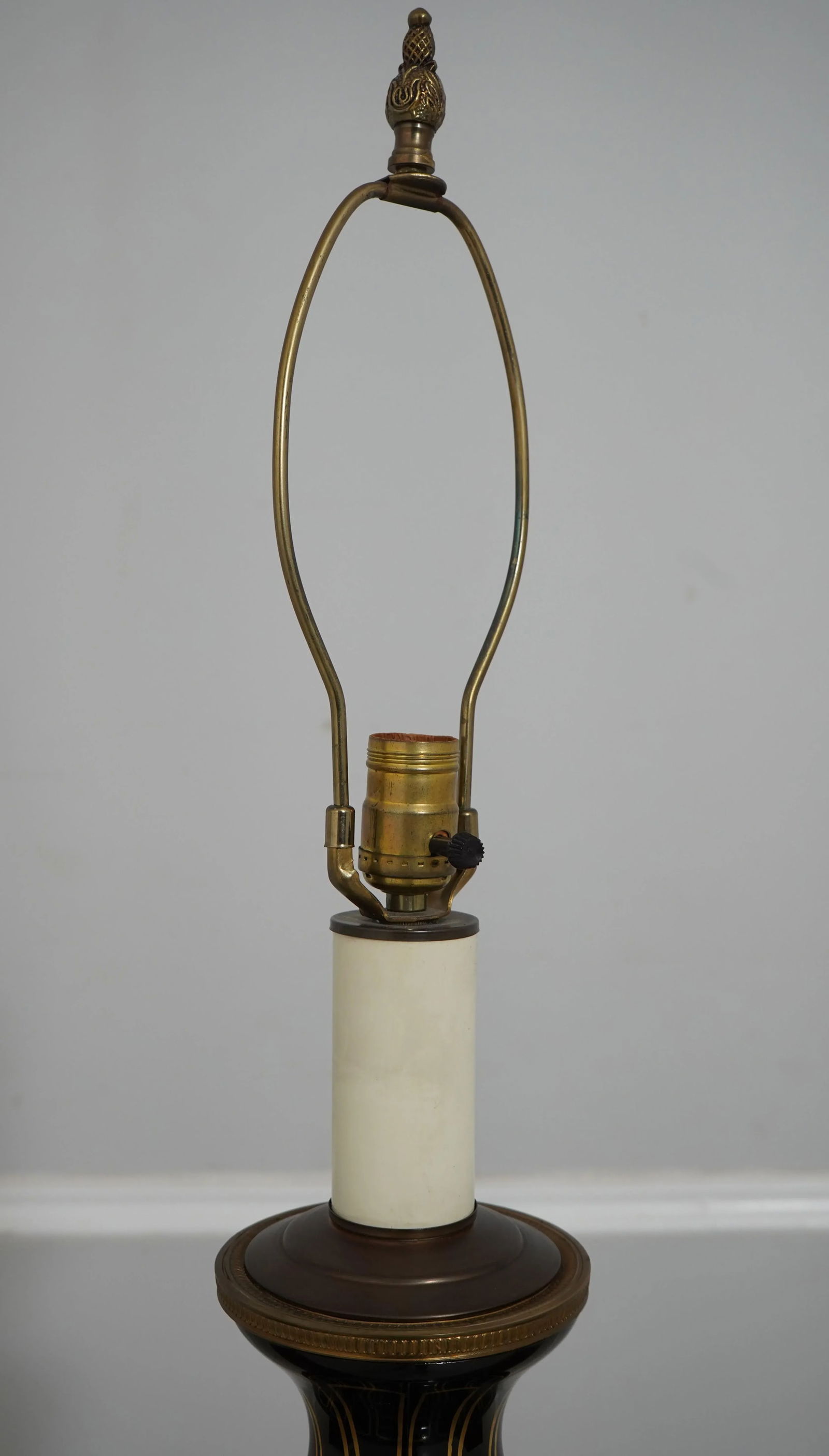 Empire Style Black Porcelain Urn & Brass Lamp - 3