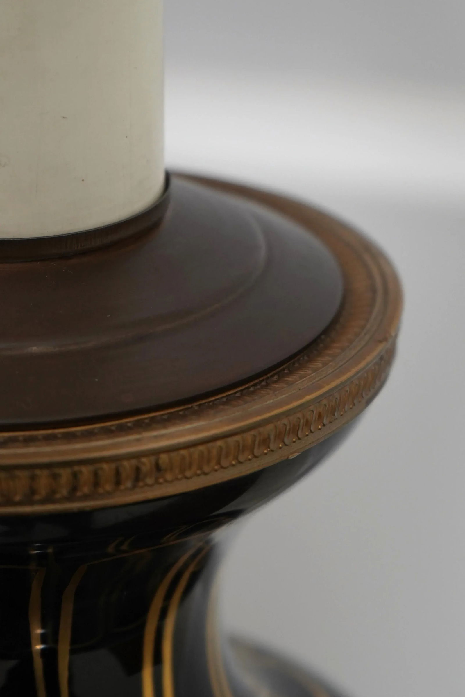 Empire Style Black Porcelain Urn & Brass Lamp - 6