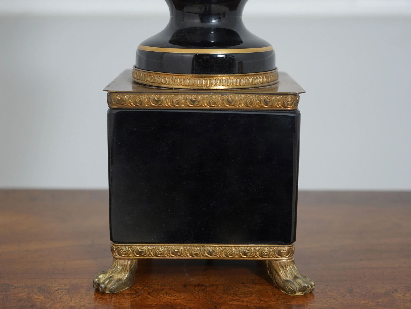 Empire Style Black Porcelain Urn & Brass Lamp - 7