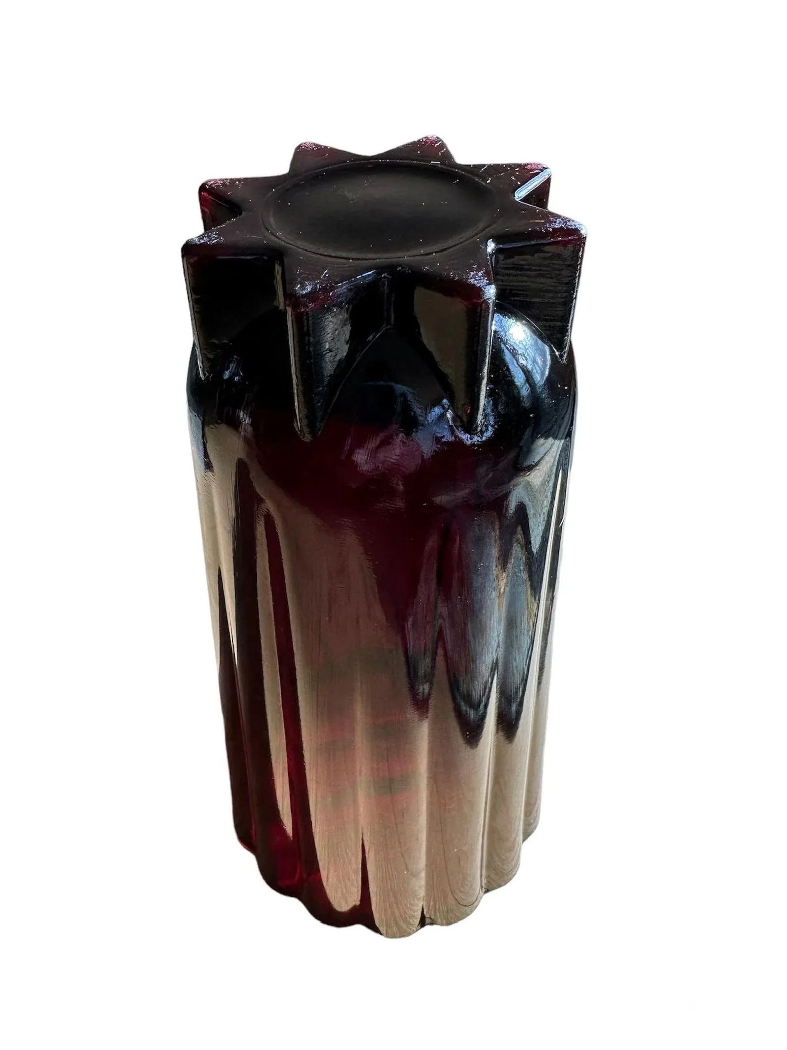 1960s Anchor Hocking Classic Royal Ruby Glass Trumpet Vase - 9