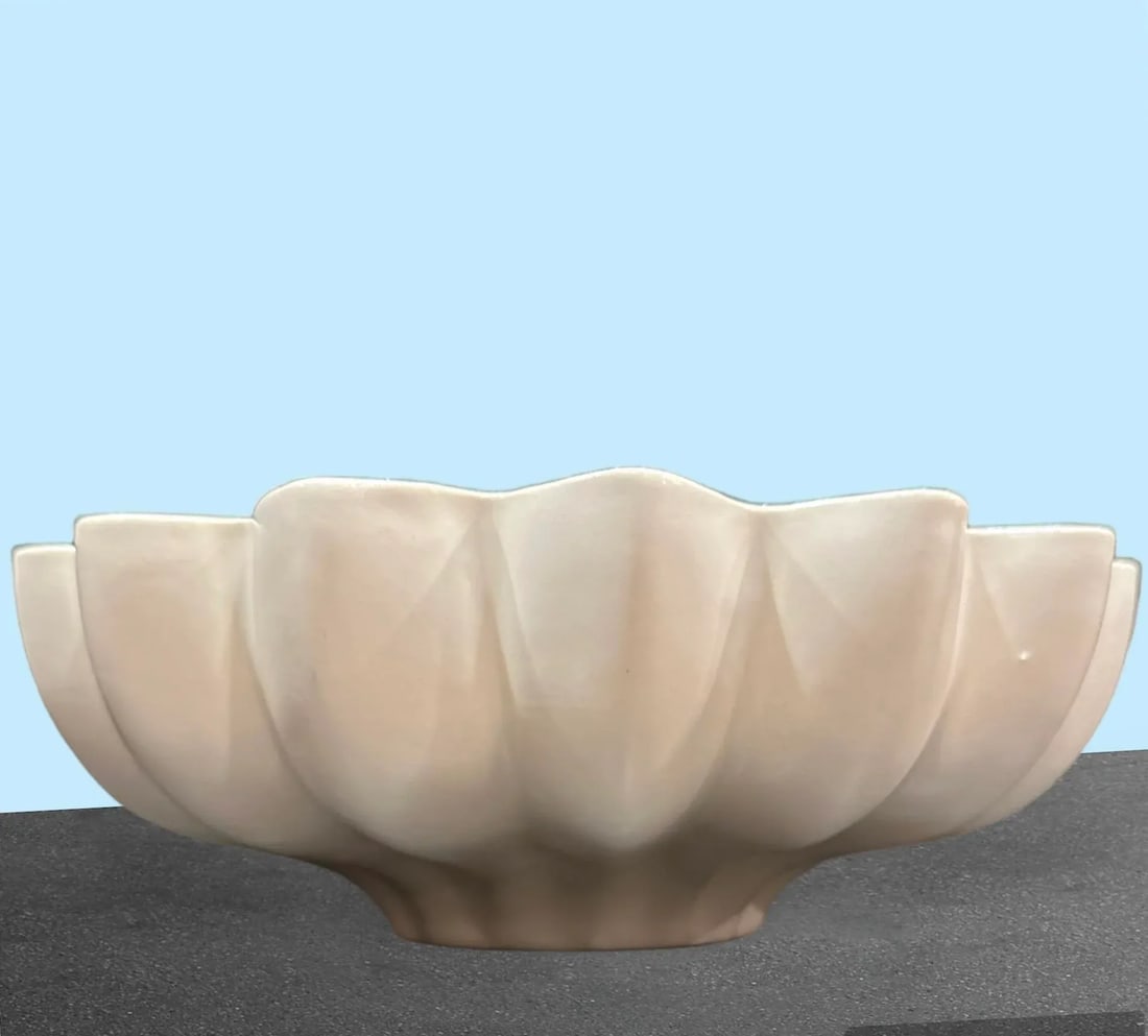 Vintage Red Wing Pottery White Fluted Bowl - 3