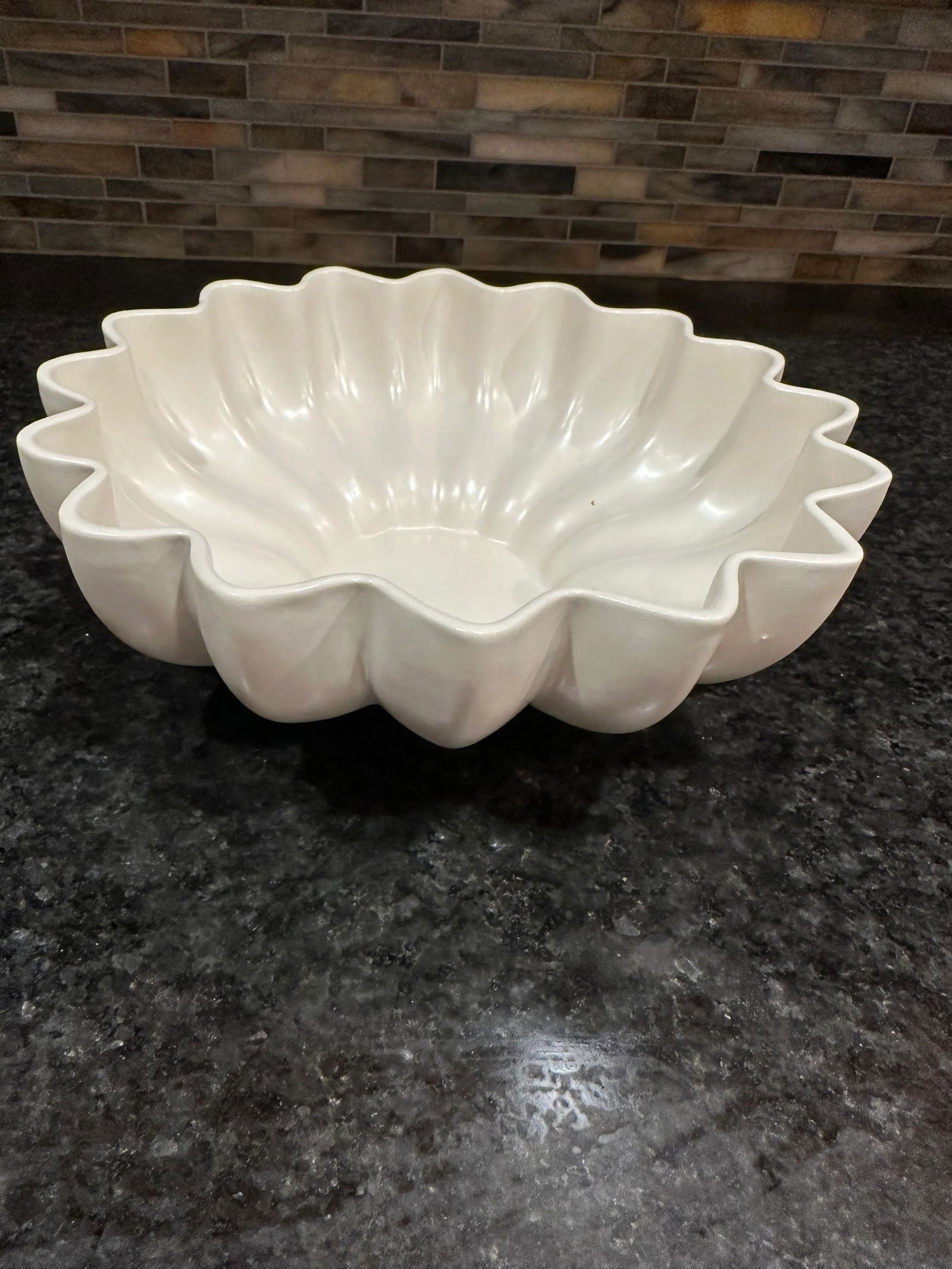 Vintage Red Wing Pottery White Fluted Bowl - 6