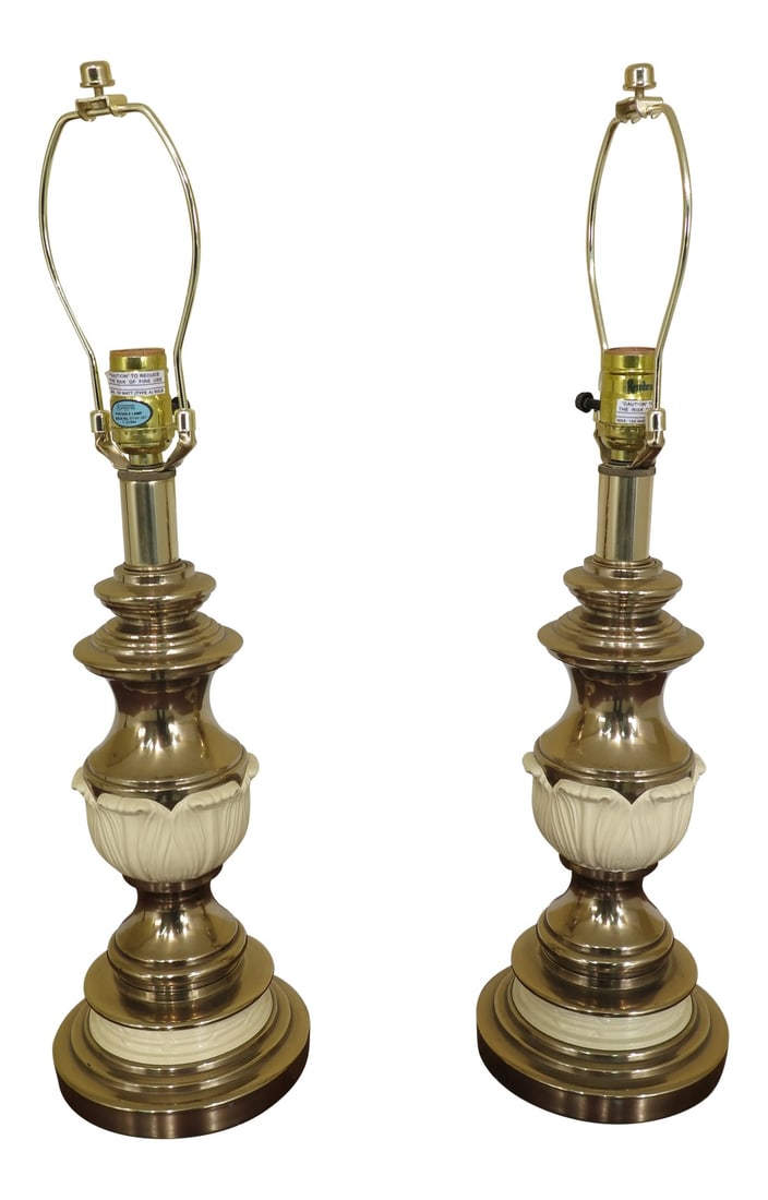 Rembrandt Regency Style Brass Table Lamps - a Pair (1 of 7)