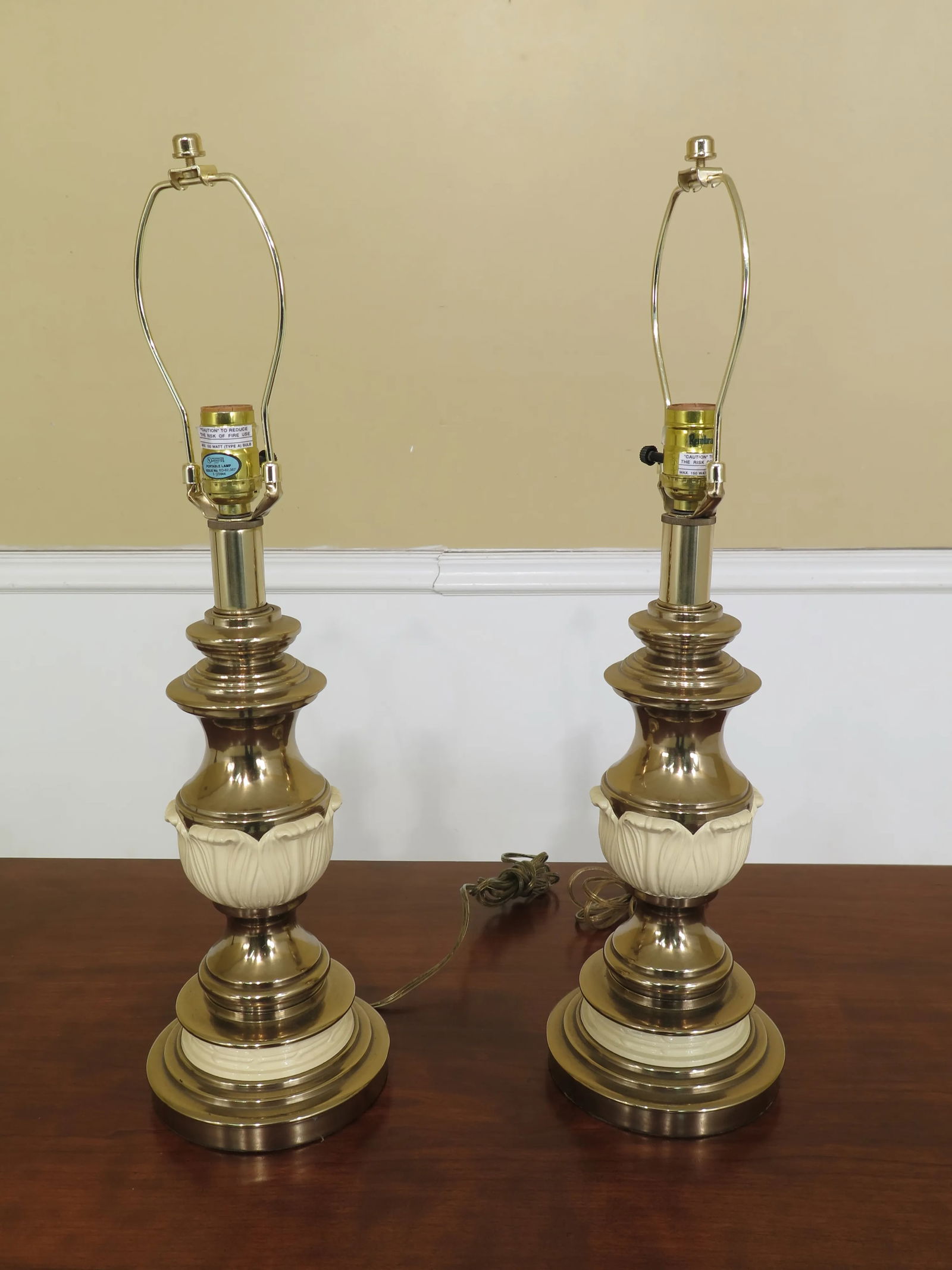 Rembrandt Regency Style Brass Table Lamps - a Pair - 7