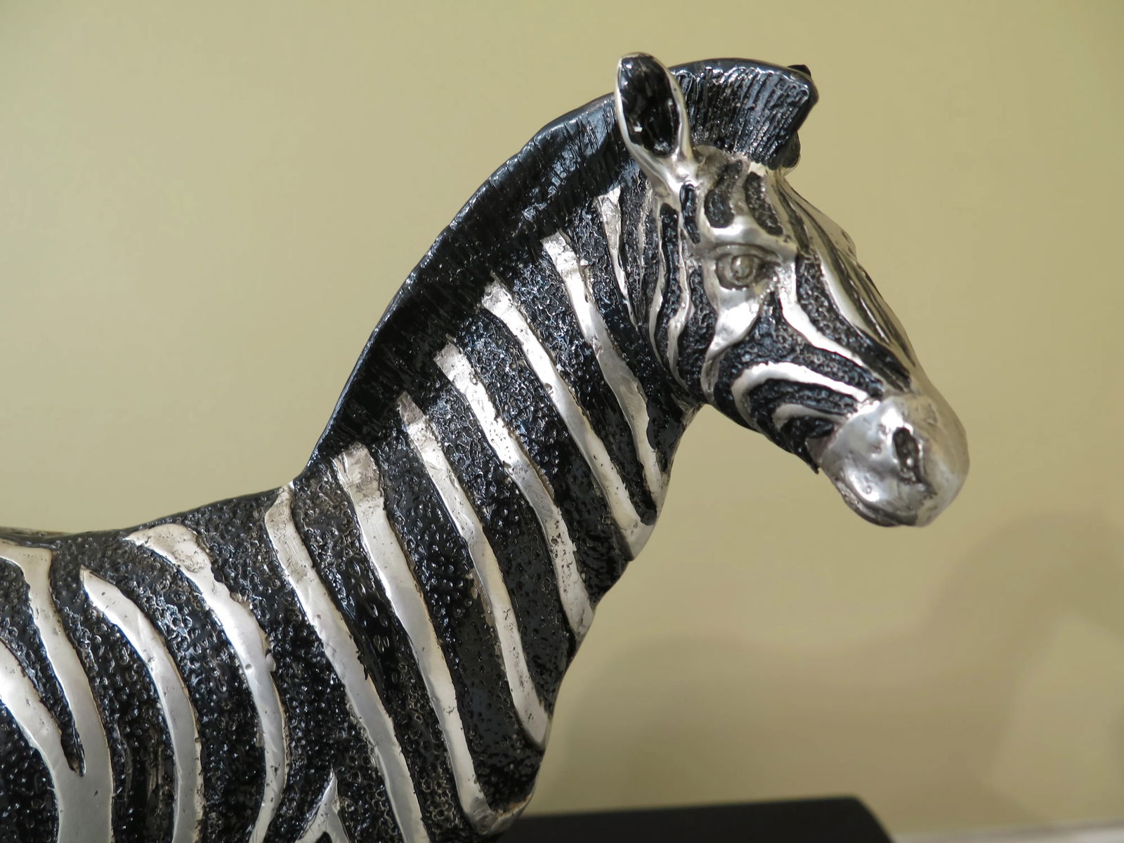 Modern Signature Statuary Bronze Silver Finish Zebra Sculpture - 2
