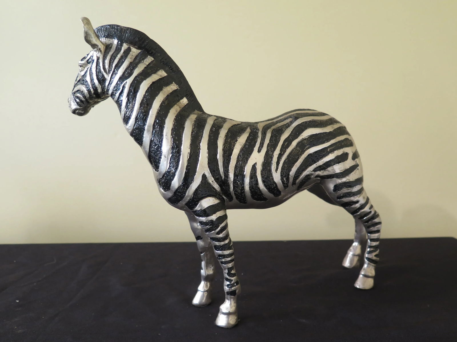 Modern Signature Statuary Bronze Silver Finish Zebra Sculpture - 5