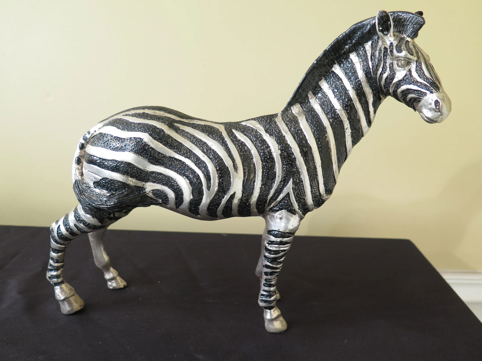 Modern Signature Statuary Bronze Silver Finish Zebra Sculpture - 7