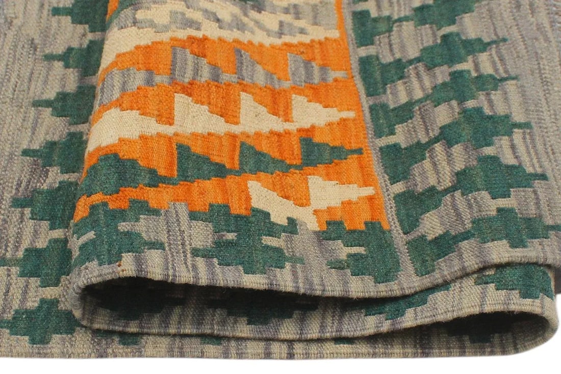 1990s Shabby Chic Kilim Orange Purple Wool Rug - 2'2" X 3'1" - 4