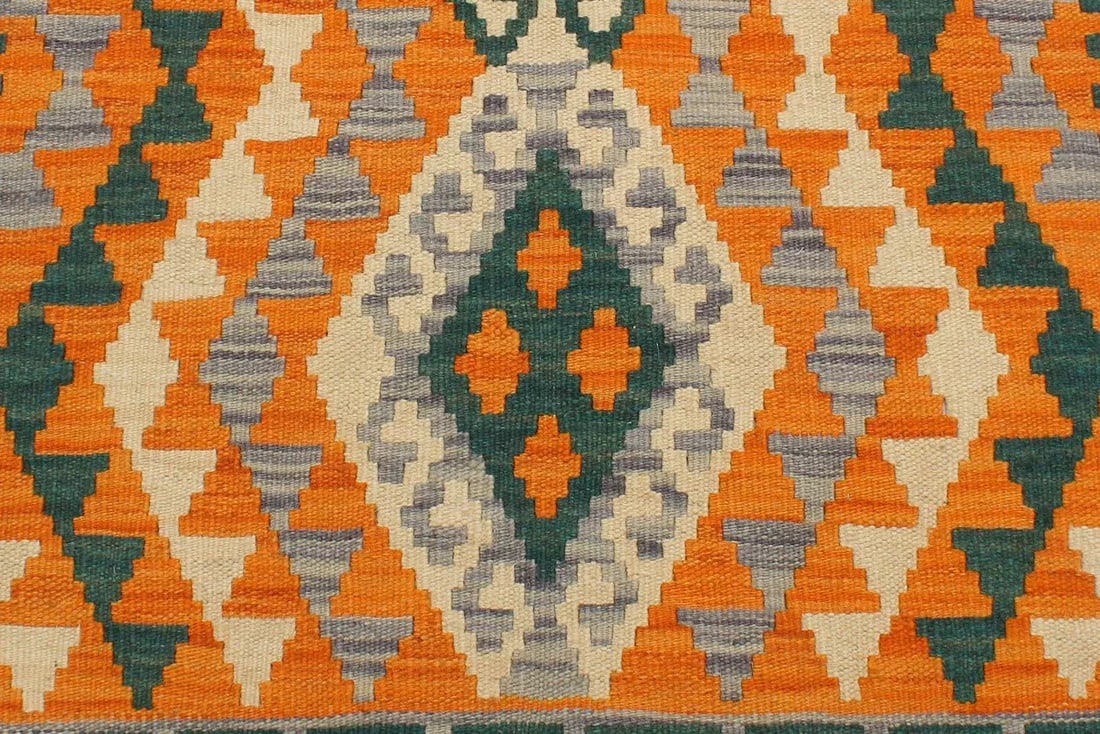 1990s Shabby Chic Kilim Orange Purple Wool Rug - 2'2" X 3'1" - 5