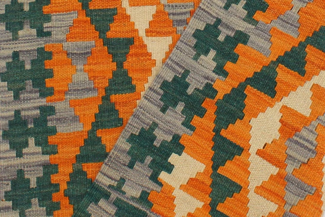 1990s Shabby Chic Kilim Orange Purple Wool Rug - 2'2" X 3'1" - 6