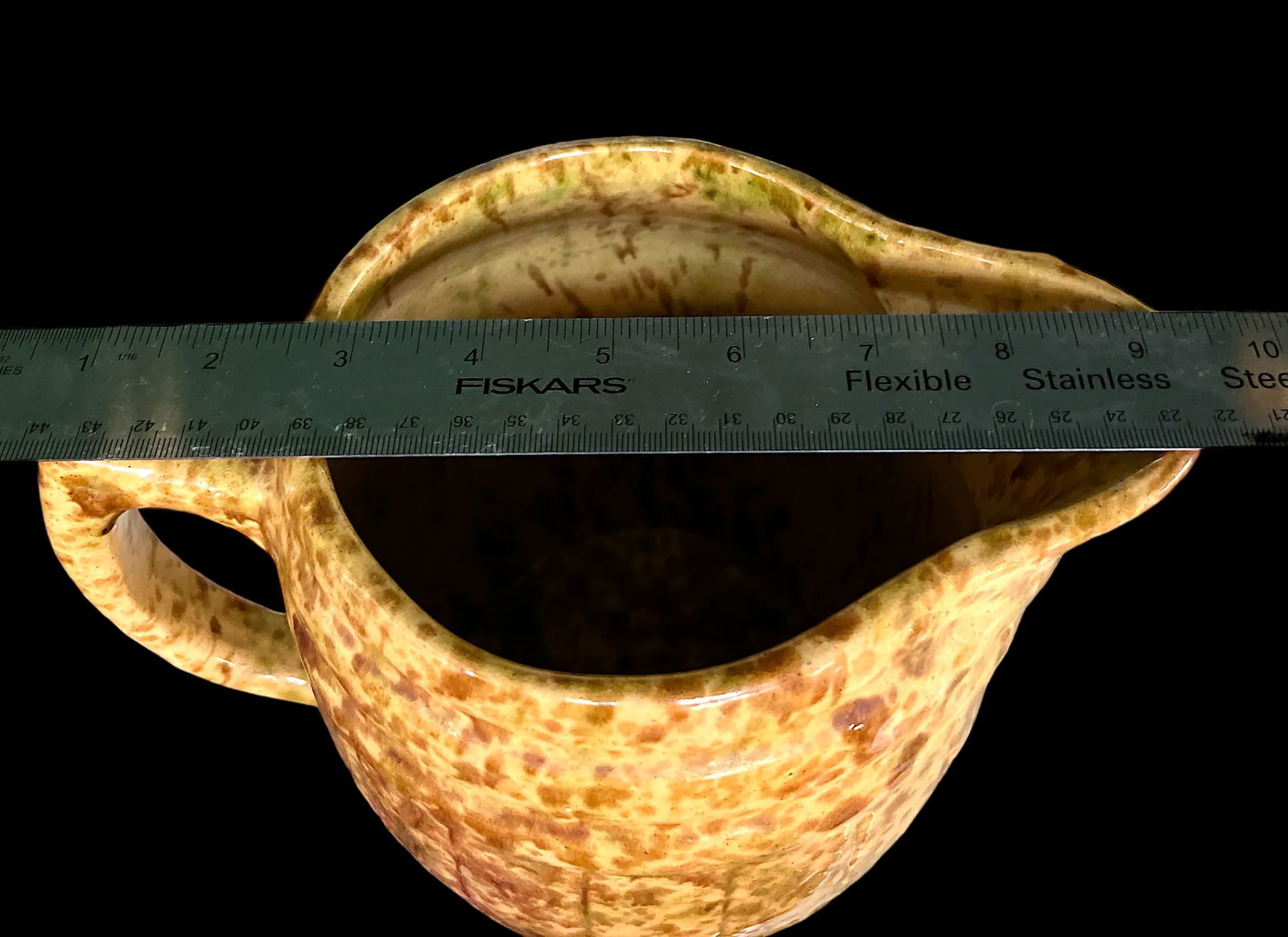 Antique Large Splatterware Ceramic Pitcher - 12