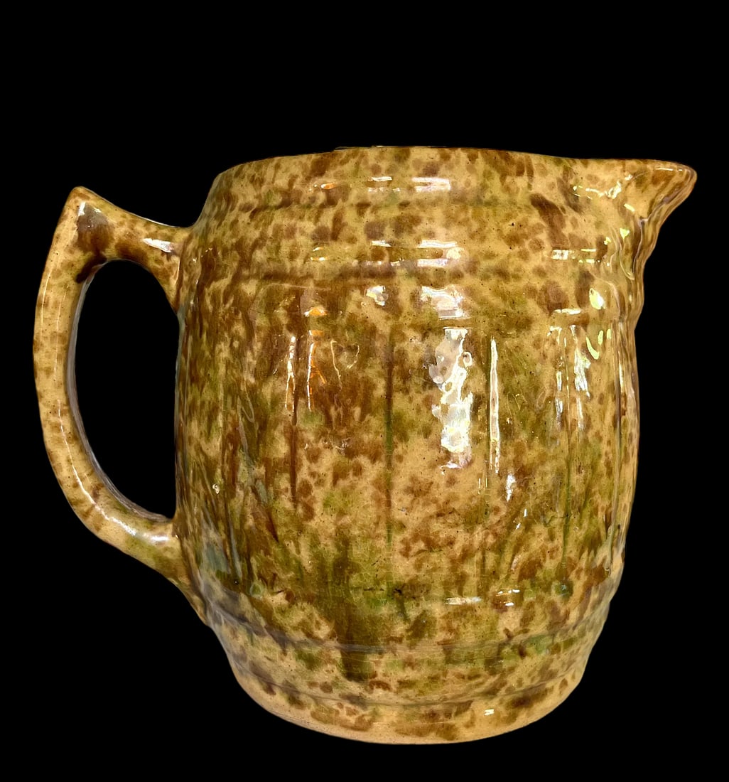 Antique Large Splatterware Ceramic Pitcher - 2