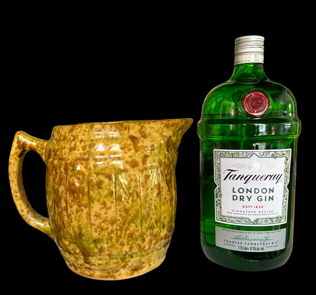 Antique Large Splatterware Ceramic Pitcher - 4