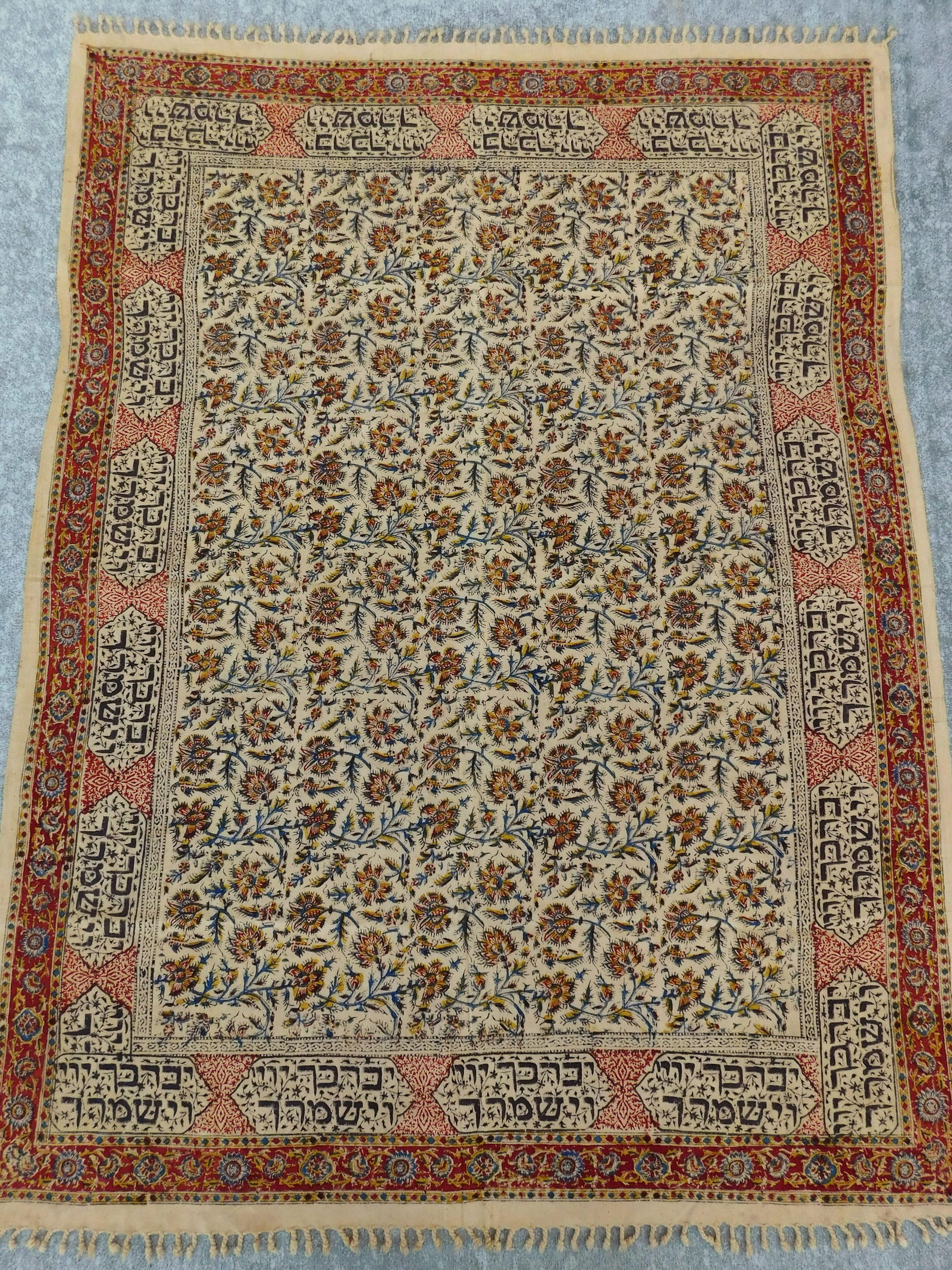 1970s Hand Block Print Screen or Tablecloth - 4