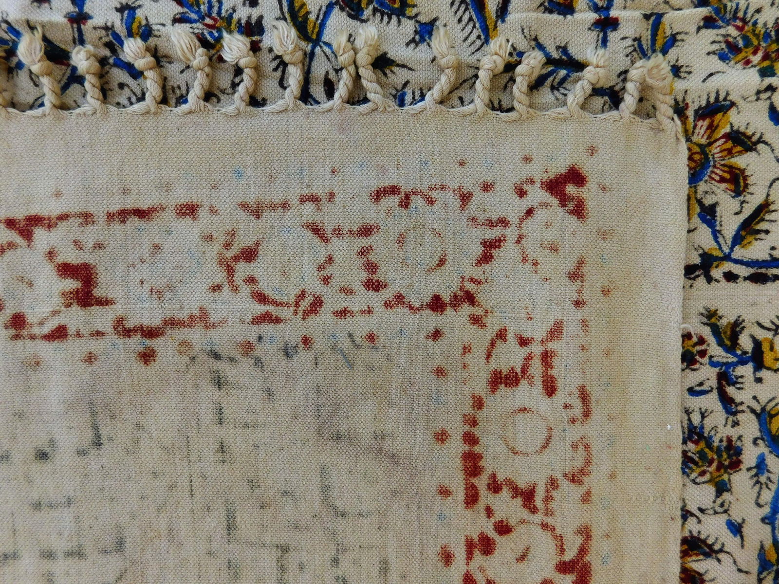 1970s Hand Block Print Screen or Tablecloth - 9