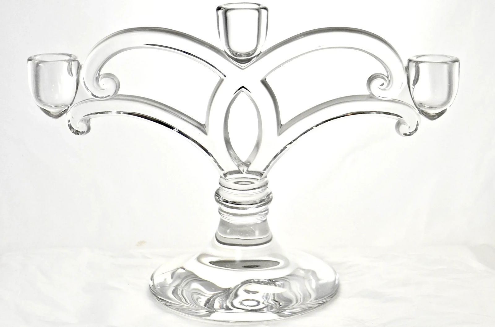 Glass Three Light Candle Holders - a Pair - 2