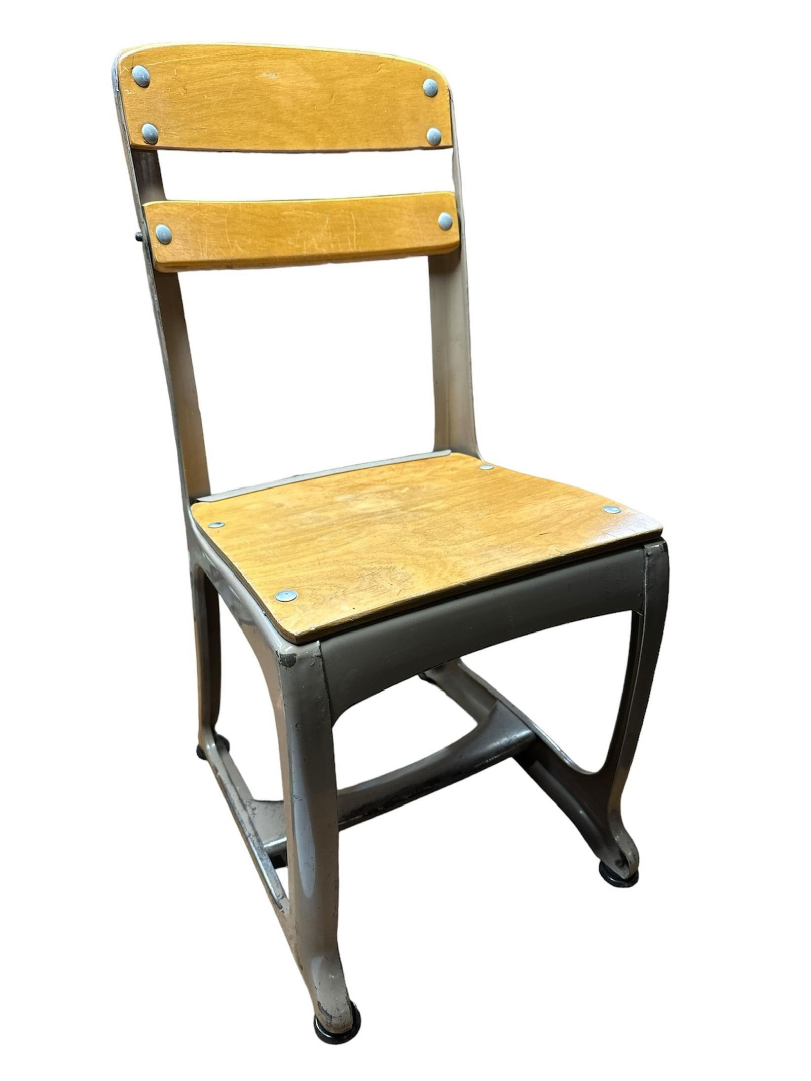 Children's School Chair Metal With Wood - 4