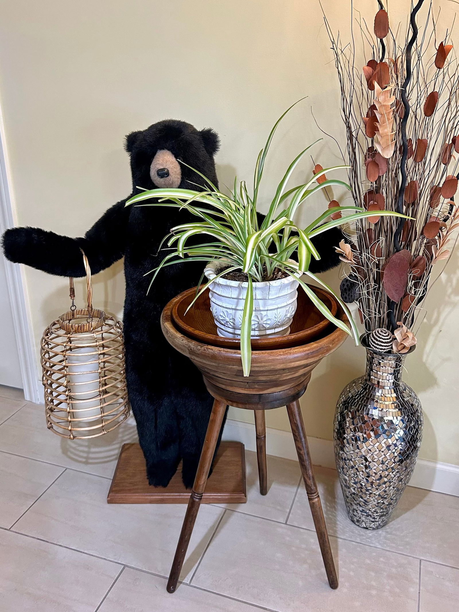 Vintage Mid-Century Repurposed Rotating Shabby Chic Planter or Serving Bowl - 3 Pieces - 2