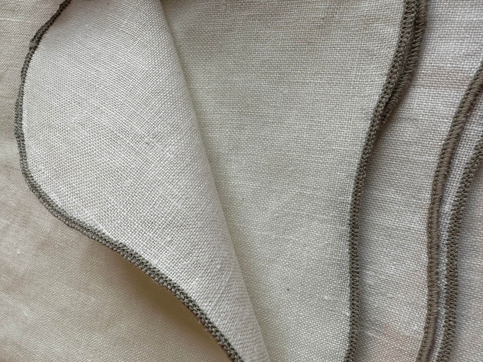 Vintage Linen White Gray Cloth Large Dinner Napkins - Set of 12 - 2