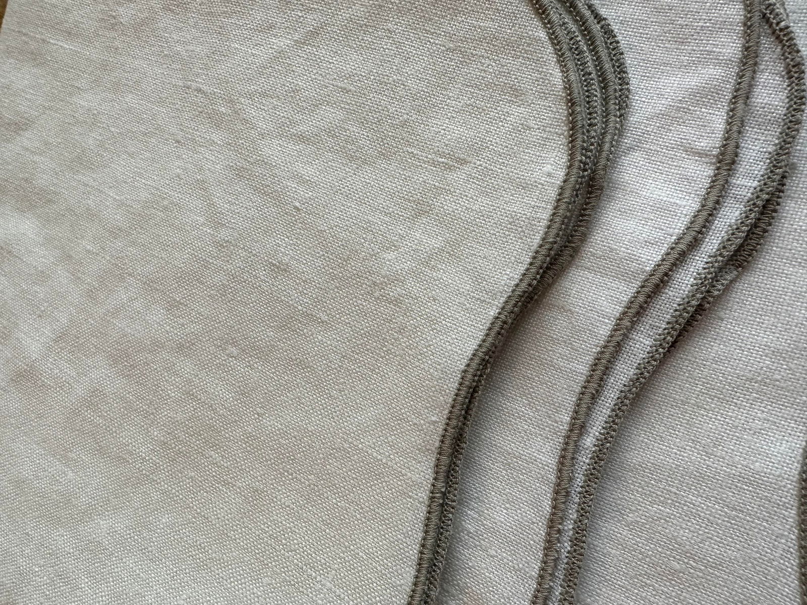 Vintage Linen White Gray Cloth Large Dinner Napkins - Set of 12 - 4