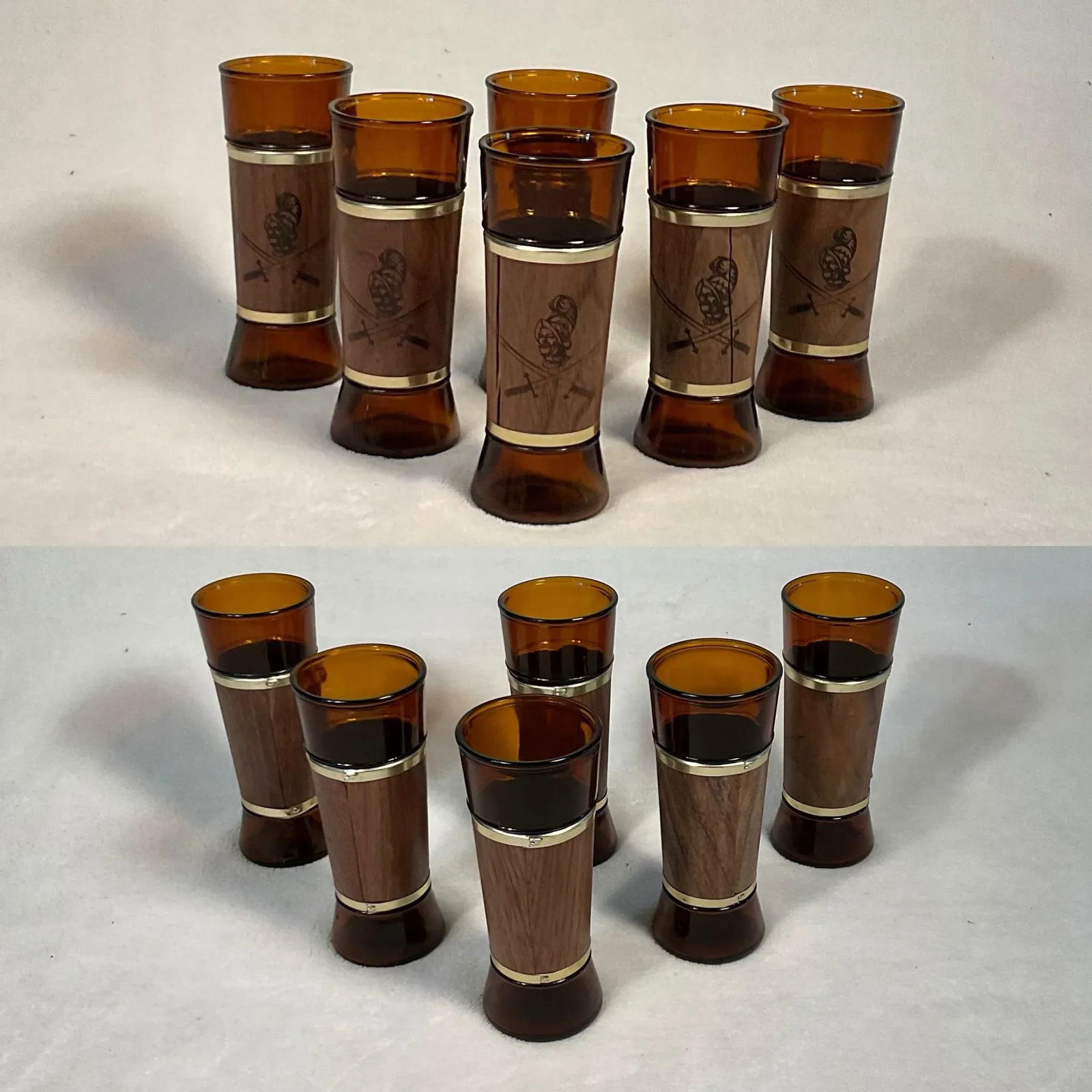 6 Pc Vintage Siesta Ware Conquistador Set With Packaging Walnut Wrap Tumblers Benner Glass Co., 60" - 3