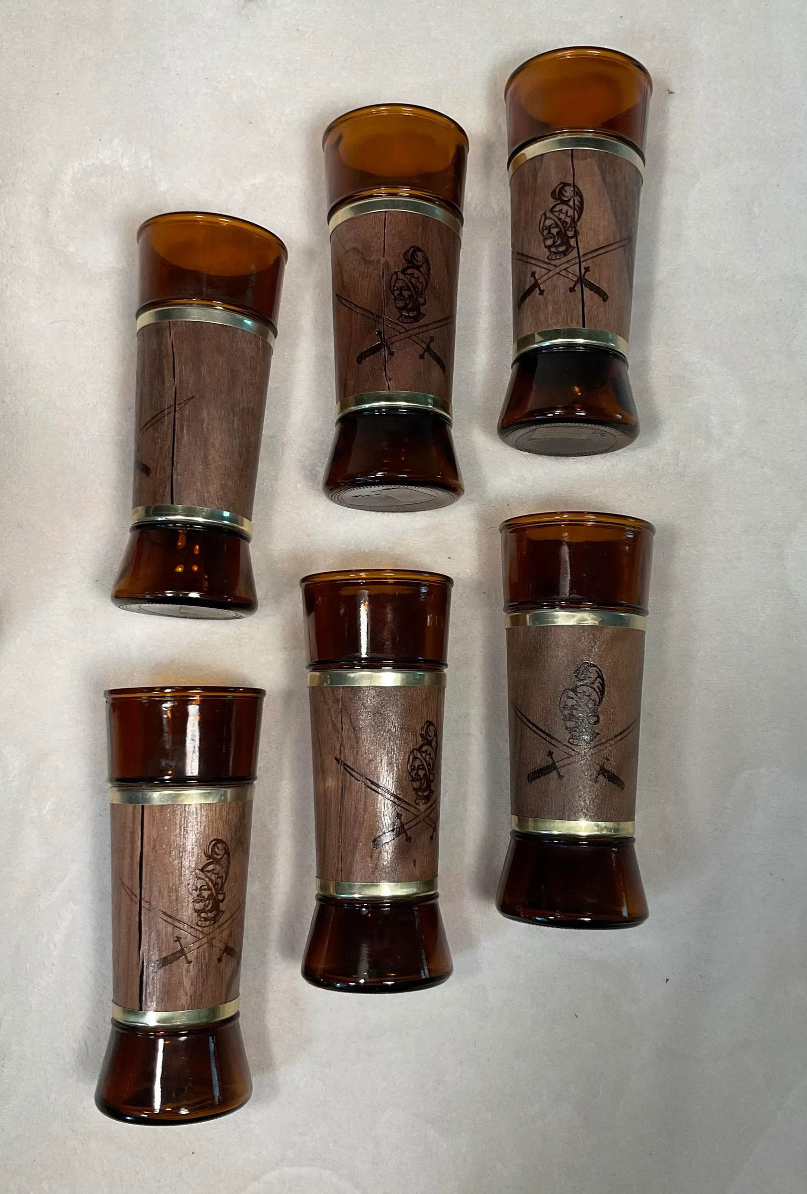 6 Pc Vintage Siesta Ware Conquistador Set With Packaging Walnut Wrap Tumblers Benner Glass Co., 60" - 4