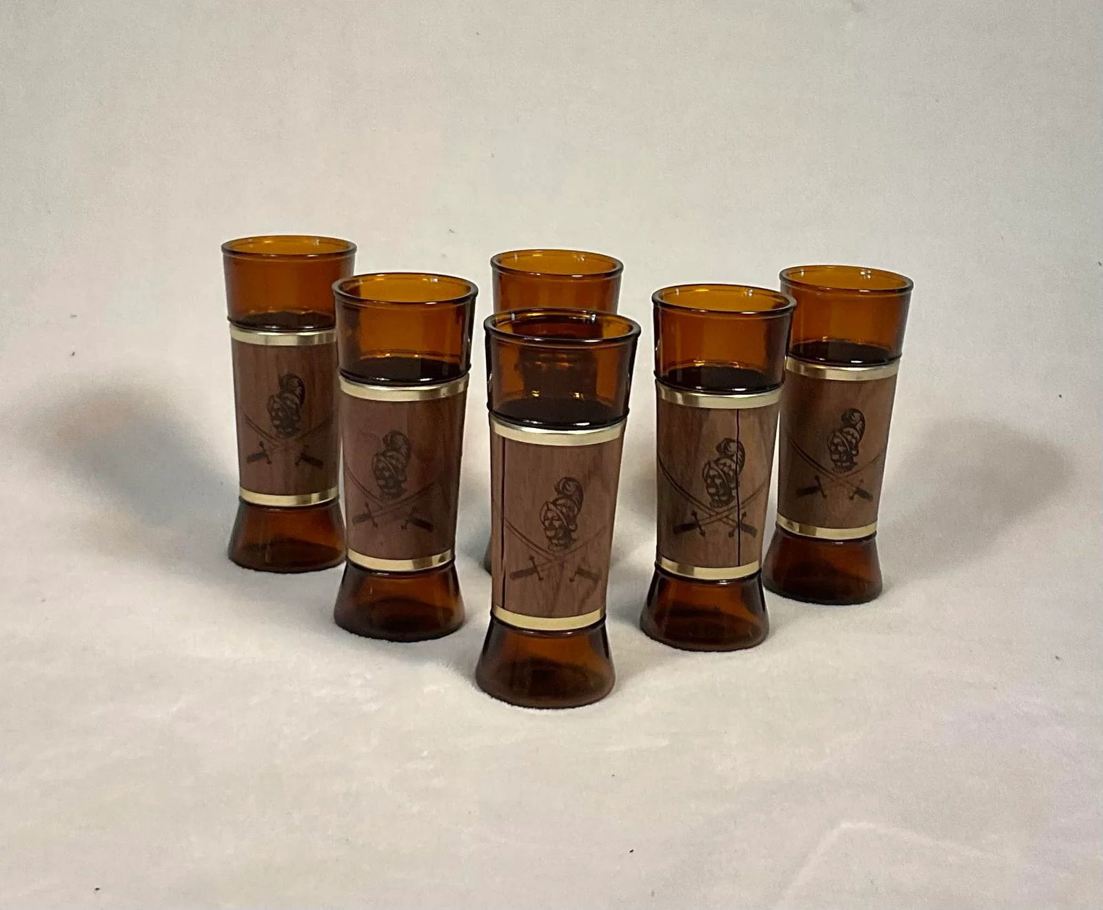 6 Pc Vintage Siesta Ware Conquistador Set With Packaging Walnut Wrap Tumblers Benner Glass Co., 60" - 8