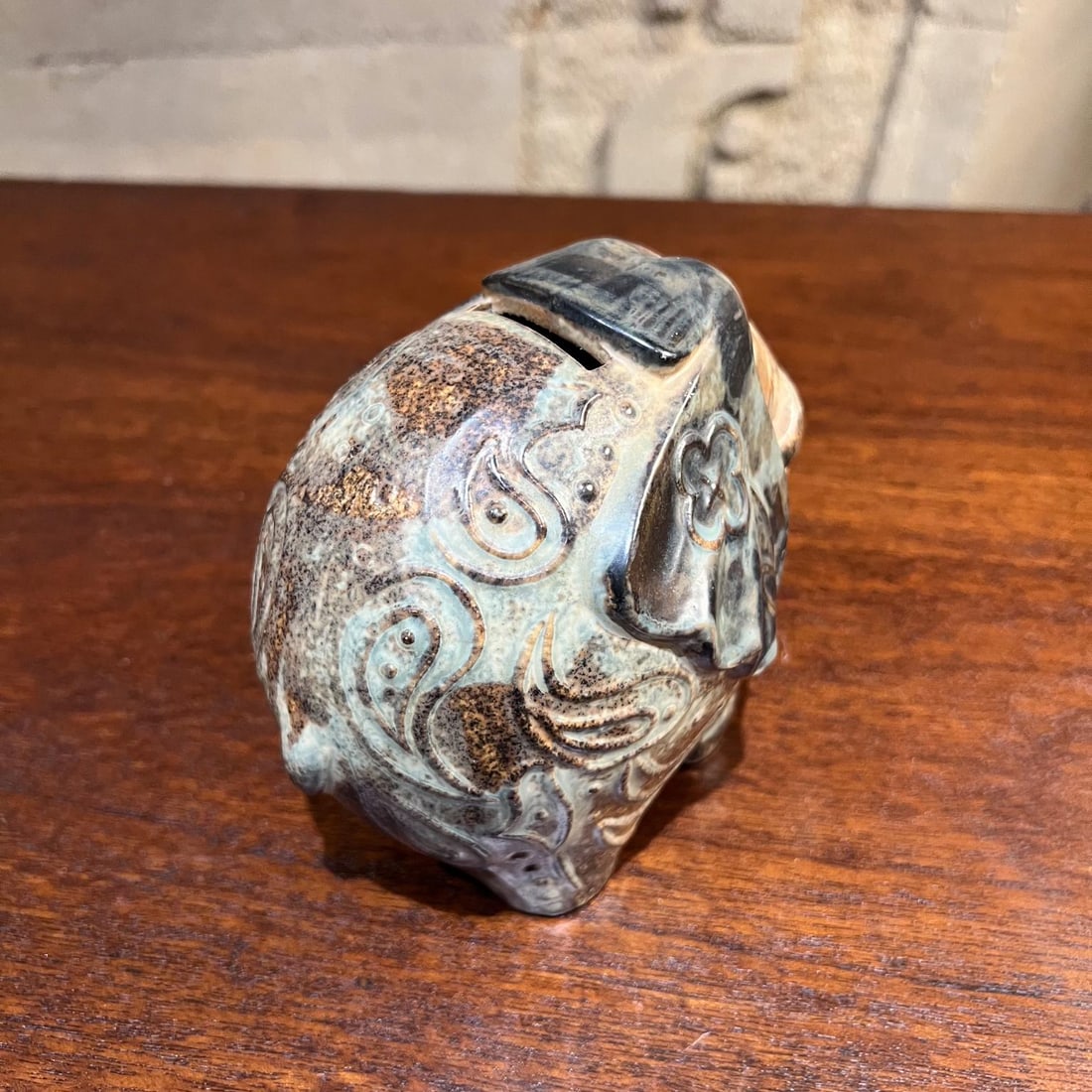 1970s Decorative Elephant Coin Bank Art Pottery - 11