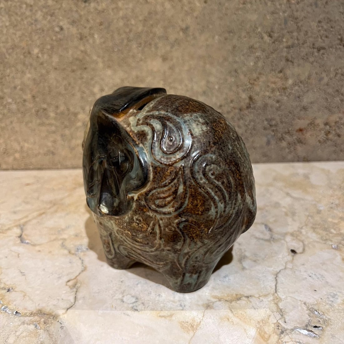 1970s Decorative Elephant Coin Bank Art Pottery - 3