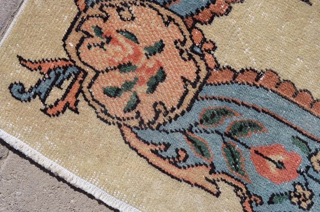 Vintage Turkish Hand Knotted Area Rug - 4'4"x 7' - 10