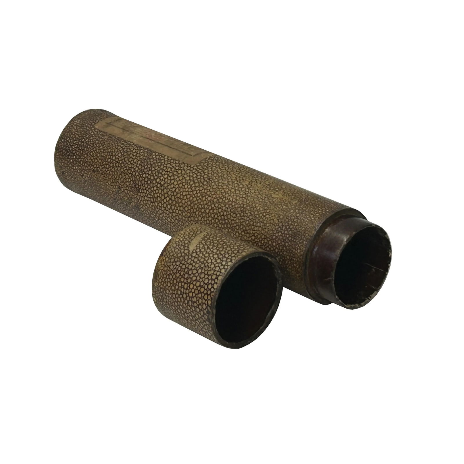 Chinese Mustard Yellow Snake Skin Pattern Veneer Round Column Box - 4