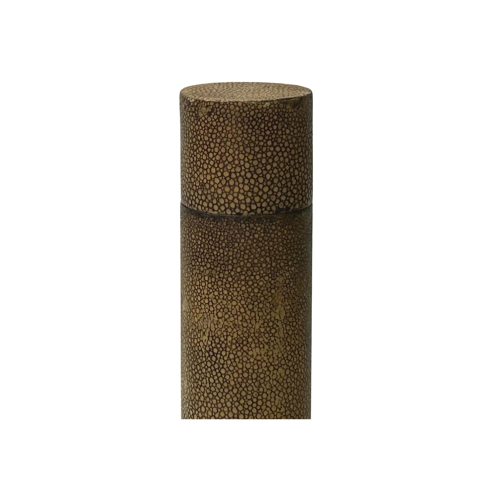Chinese Mustard Yellow Snake Skin Pattern Veneer Round Column Box - 5